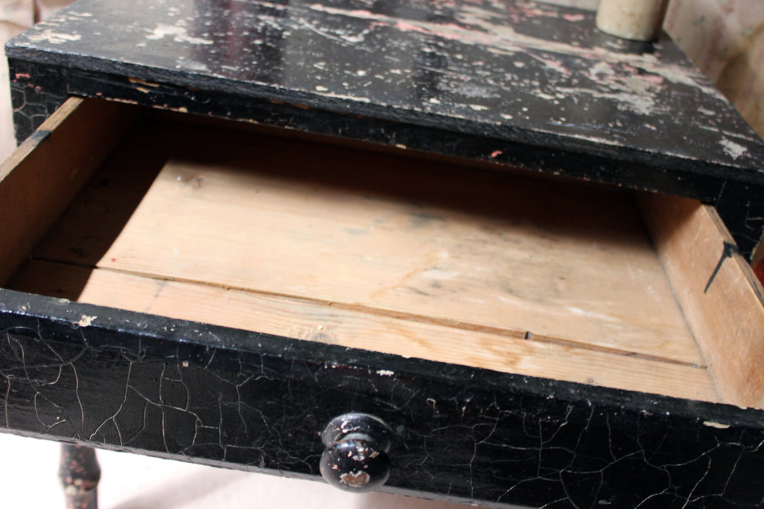 A Decorative Black Painted Occasional or Bedside Table c.1900
