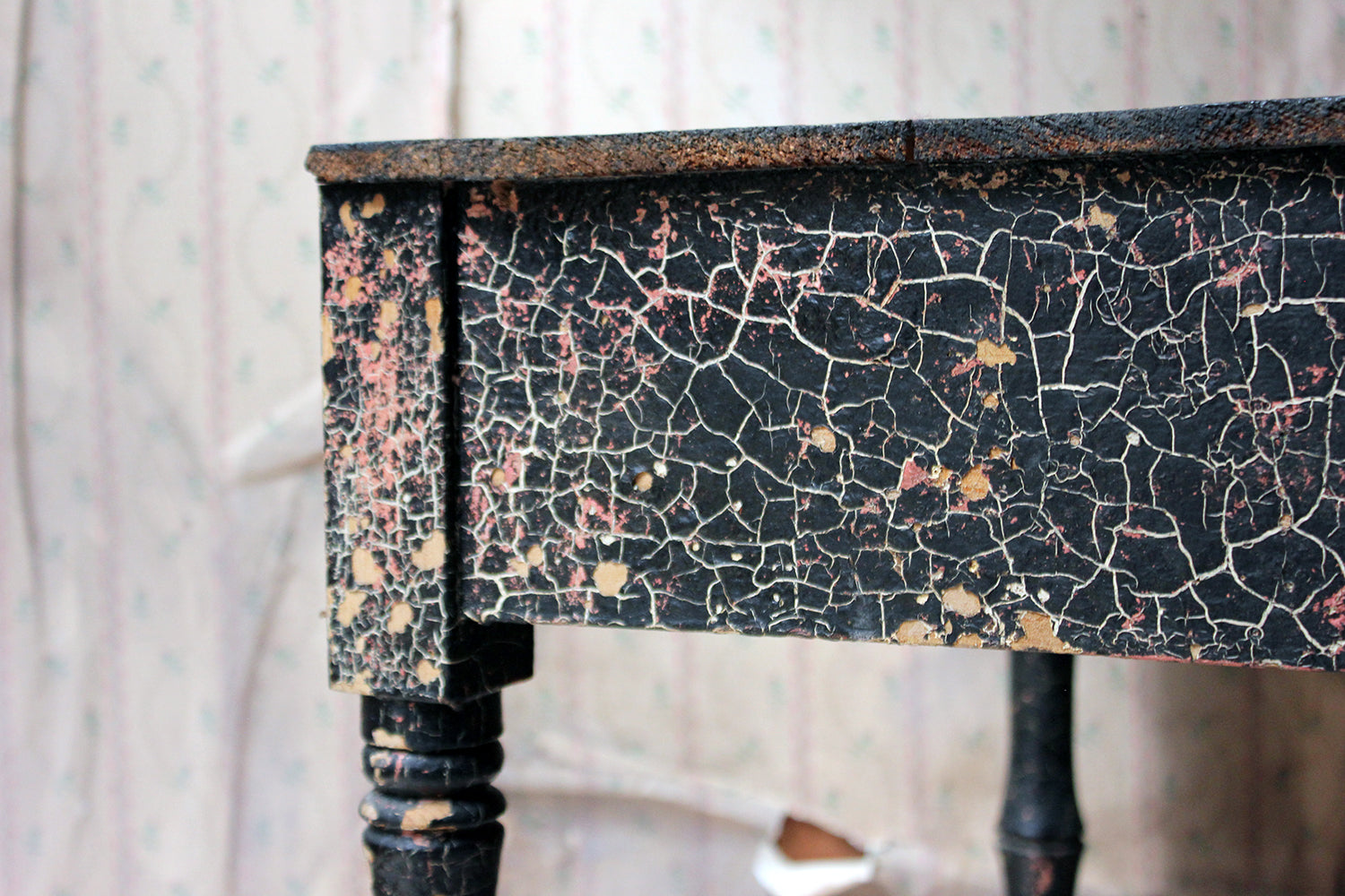 A Decorative Black Painted Occasional or Bedside Table c.1900