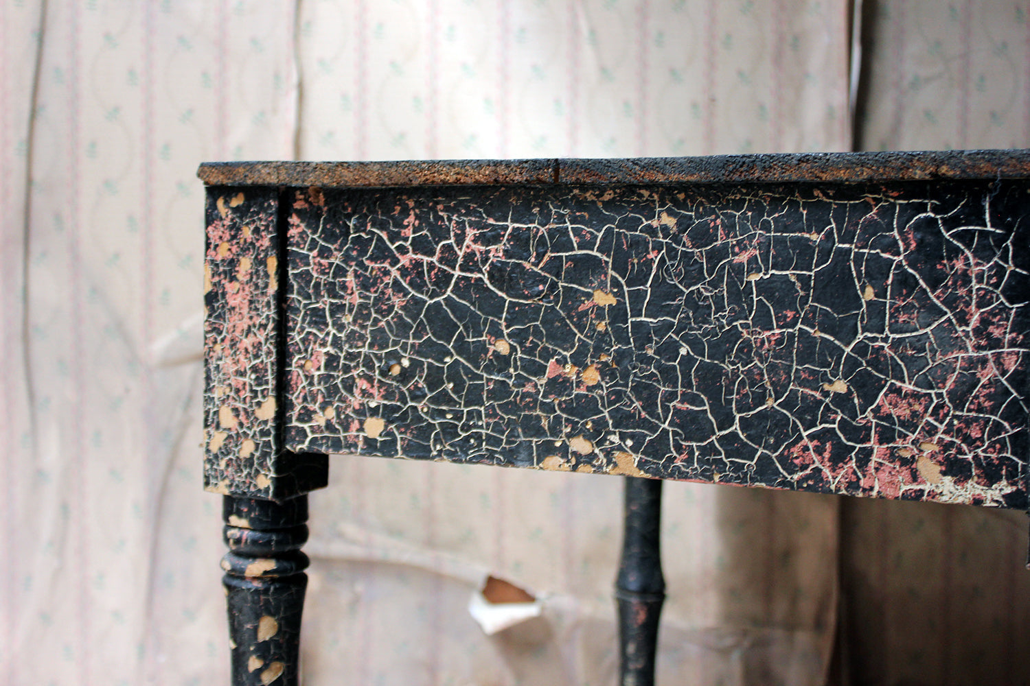 A Decorative Black Painted Occasional or Bedside Table c.1900