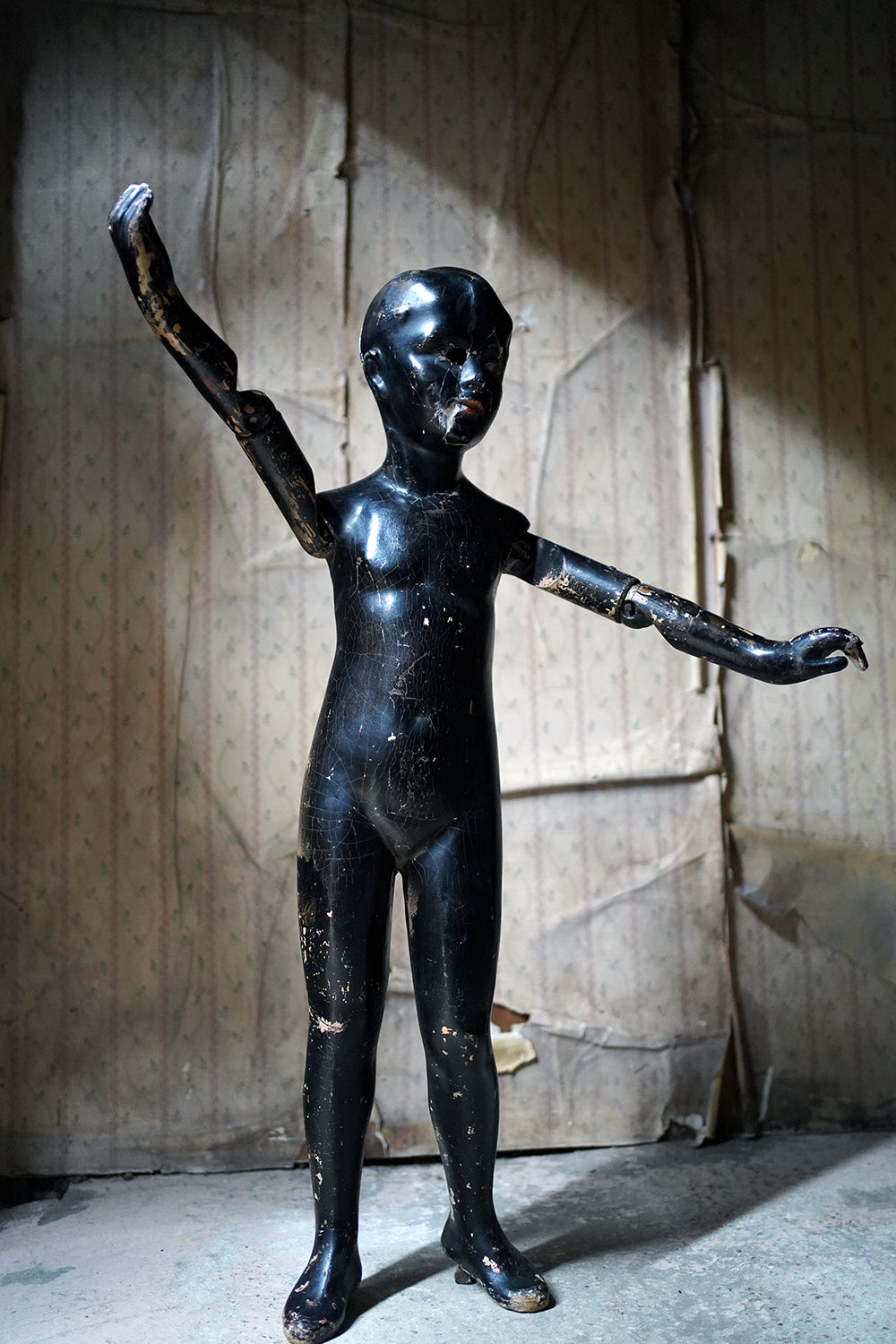 A Black Painted Early 20thC Shop Display Youth Mannequin; c.1925-35