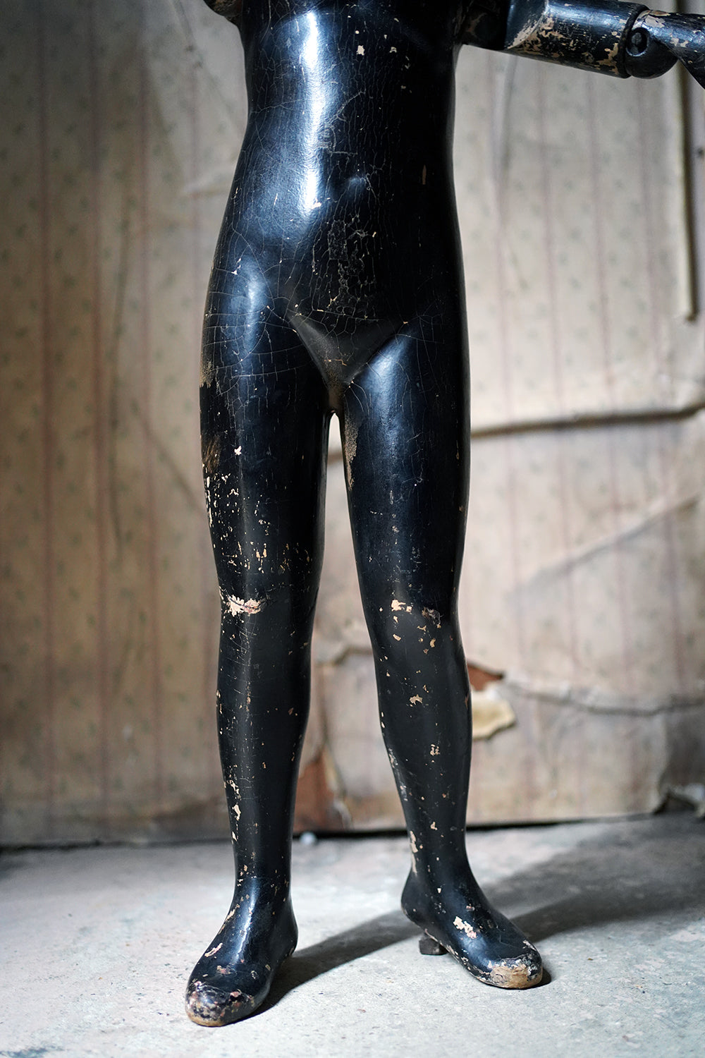 A Black Painted Early 20thC Shop Display Youth Mannequin; c.1925-35