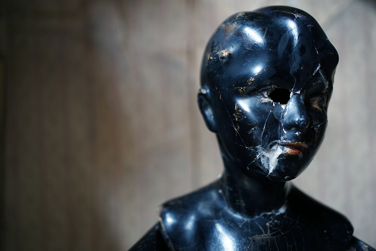 A Black Painted Early 20thC Shop Display Youth Mannequin; c.1925-35