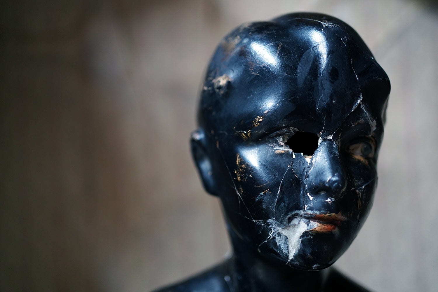A Black Painted Early 20thC Shop Display Youth Mannequin; c.1925-35