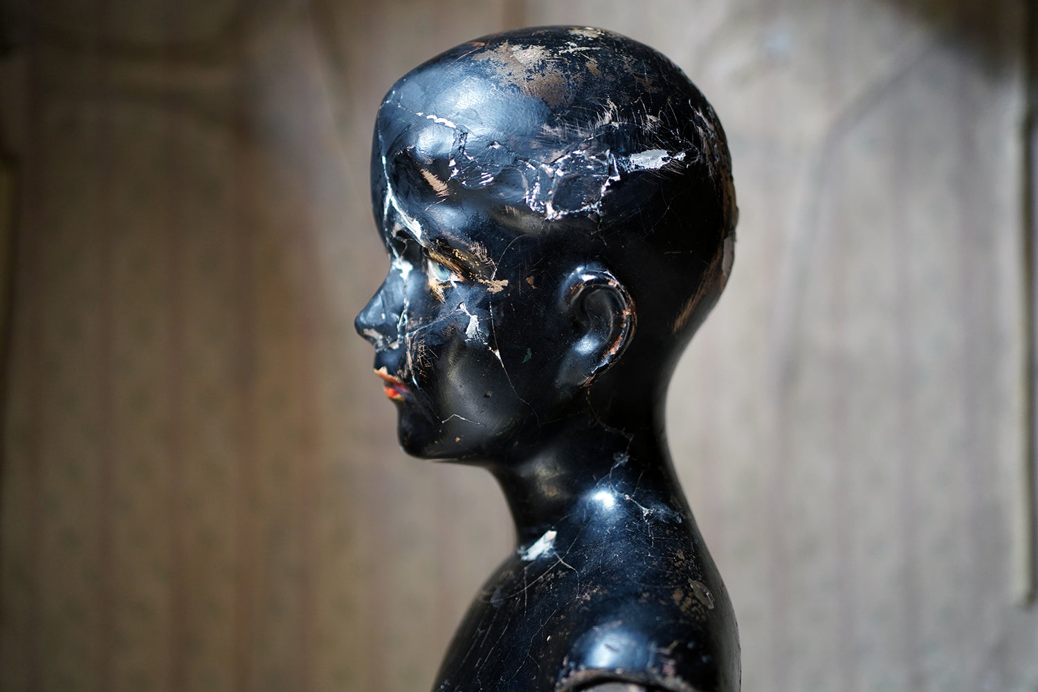A Black Painted Early 20thC Shop Display Youth Mannequin; c.1925-35