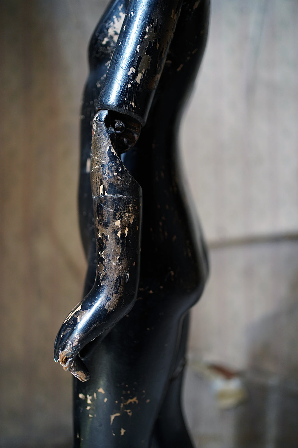 A Black Painted Early 20thC Shop Display Youth Mannequin; c.1925-35