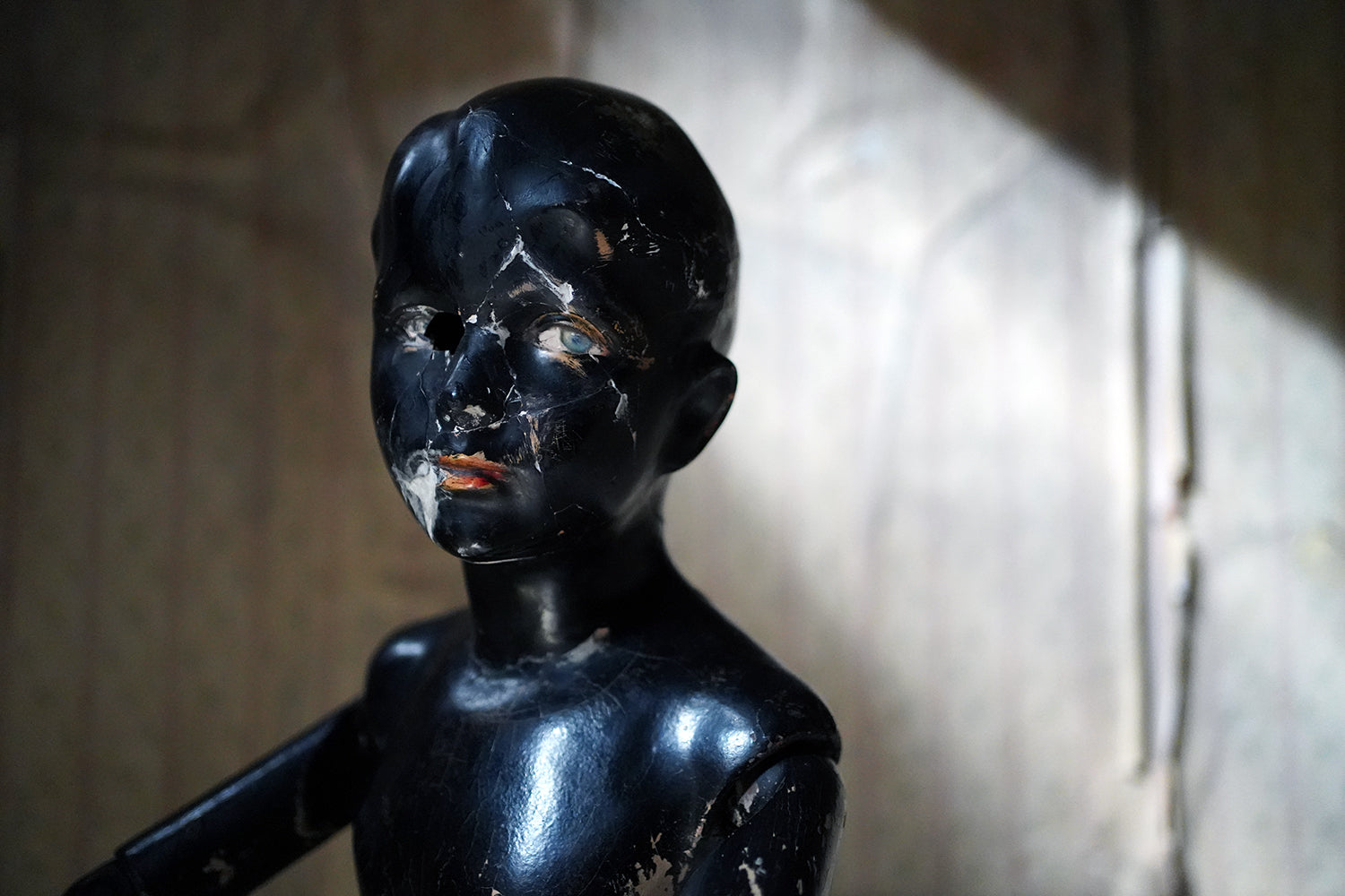 A Black Painted Early 20thC Shop Display Youth Mannequin; c.1925-35
