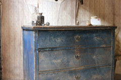 A 19thC Continental Blue Painted Pine Chest of Drawers c.1840