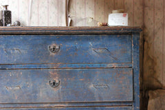 A 19thC Continental Blue Painted Pine Chest of Drawers c.1840