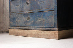 A 19thC Continental Blue Painted Pine Chest of Drawers c.1840