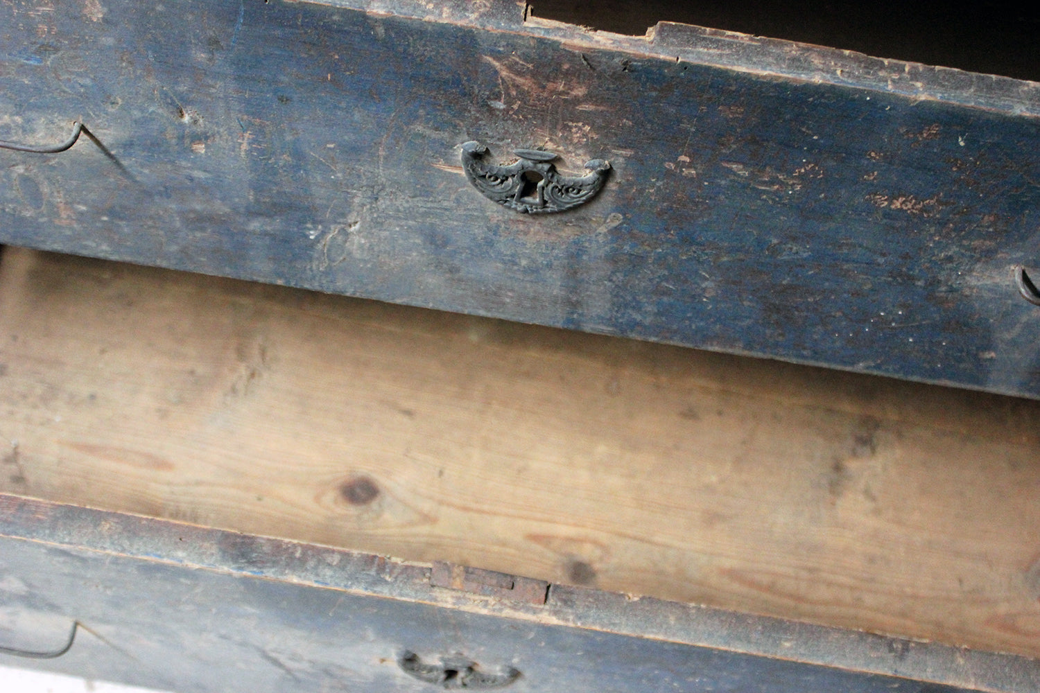 A 19thC Continental Blue Painted Pine Chest of Drawers c.1840