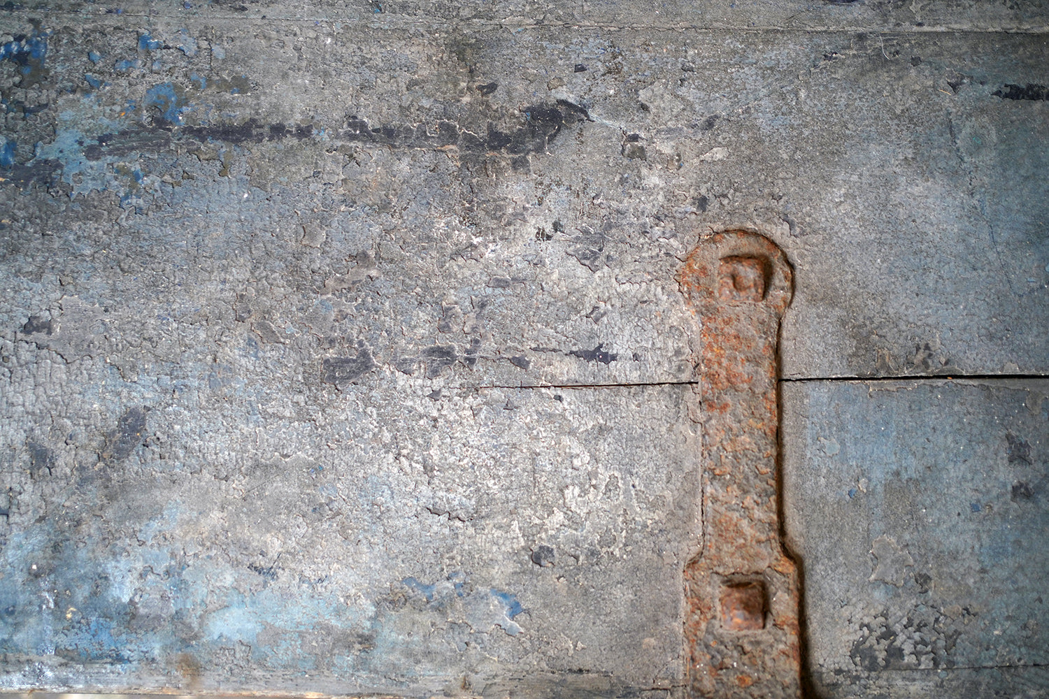 A 19thC Military Issue Blue Painted Pine & Wrought Iron Travelling Trunk