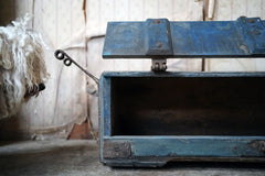 A 19thC Military Issue Blue Painted Pine & Wrought Iron Travelling Trunk