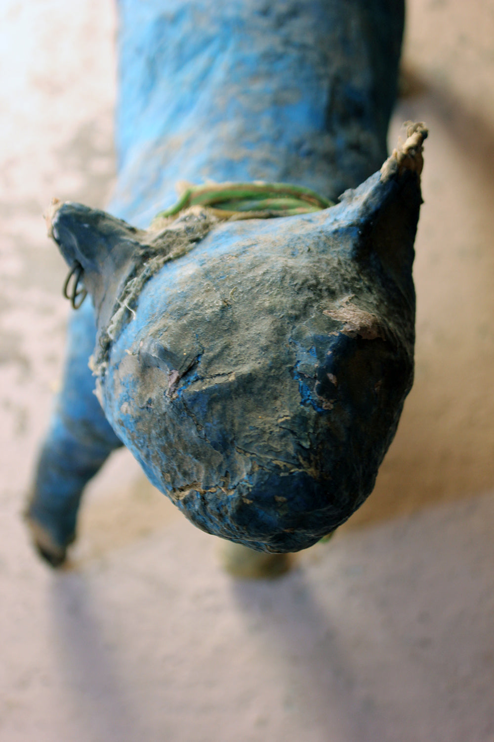 A 20thC Papier-mâché Blue Painted Model of a Cat c.1992