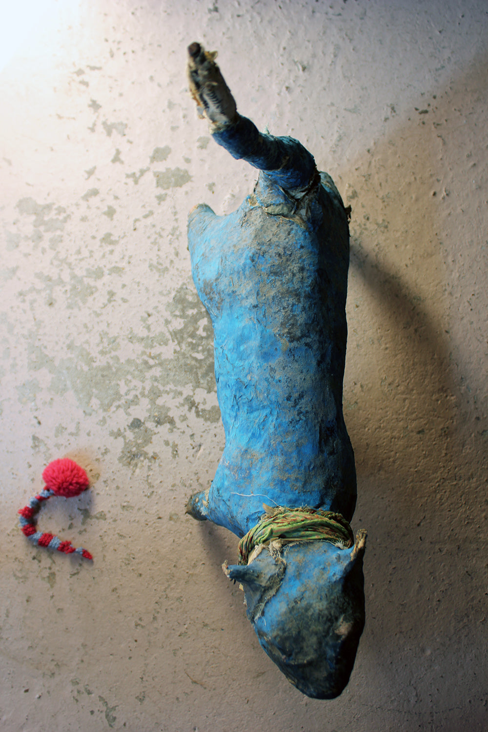 A 20thC Papier-mâché Blue Painted Model of a Cat c.1992