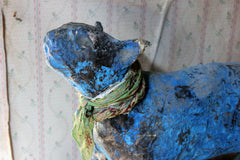 A 20thC Papier-mâché Blue Painted Model of a Cat c.1992