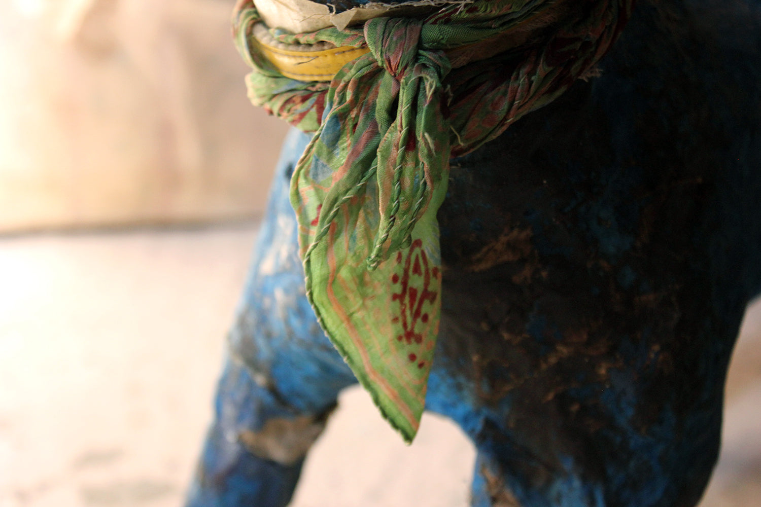 A 20thC Papier-mâché Blue Painted Model of a Cat c.1992