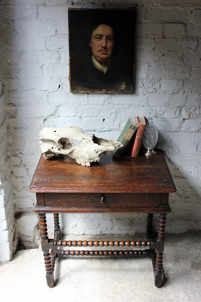 A Good Late 17thC Pine & Oak Bobbin Turned Side Table c.1680