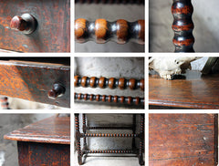 A Good Late 17thC Pine & Oak Bobbin Turned Side Table c.1680