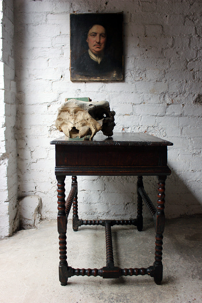 A Good Late 17thC Pine & Oak Bobbin Turned Side Table c.1680