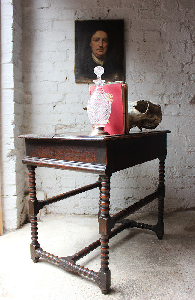 A Good Late 17thC Pine & Oak Bobbin Turned Side Table c.1680