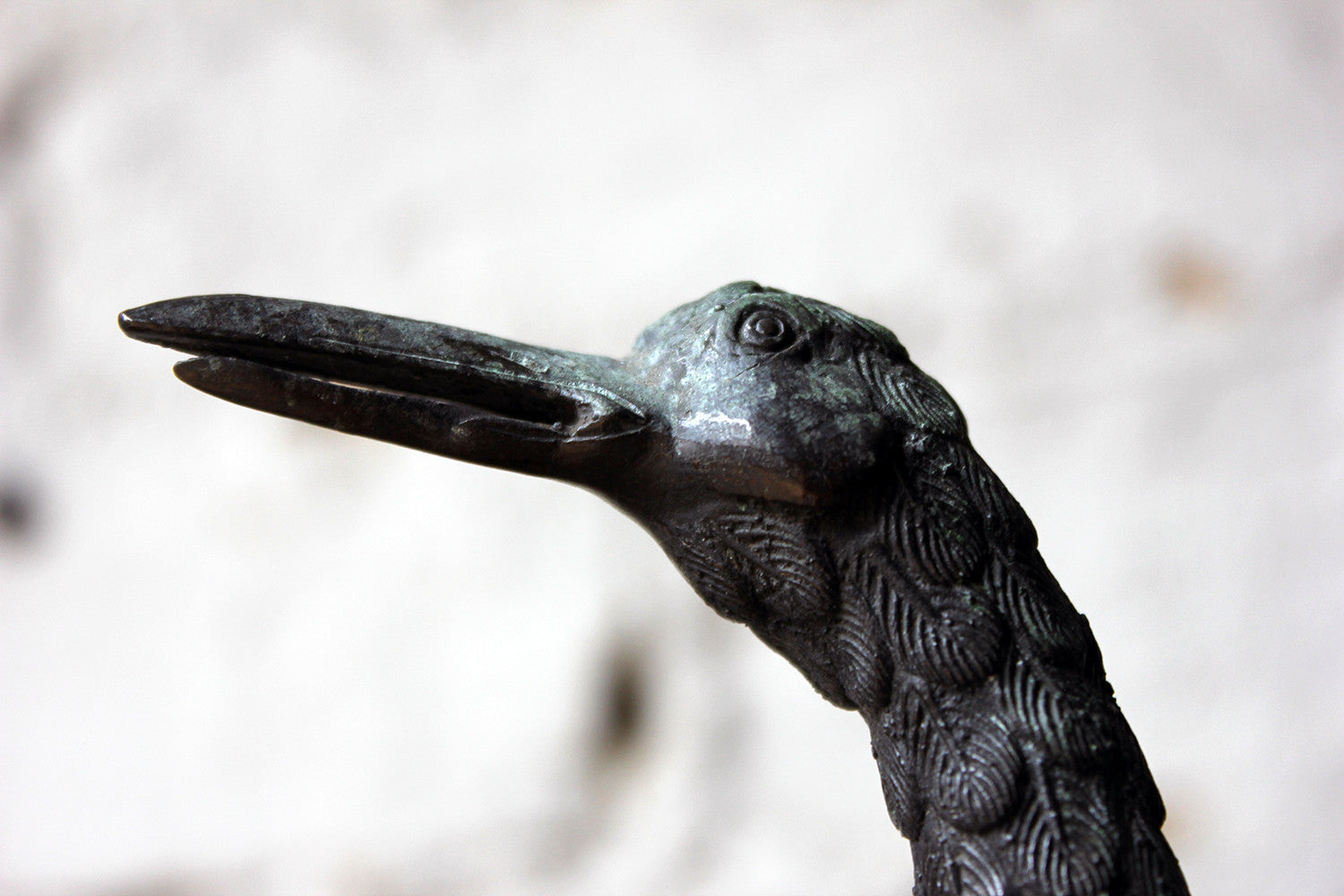 A Good c.1900 Patinated Bronze Incense Burner Formed as a Water Bird