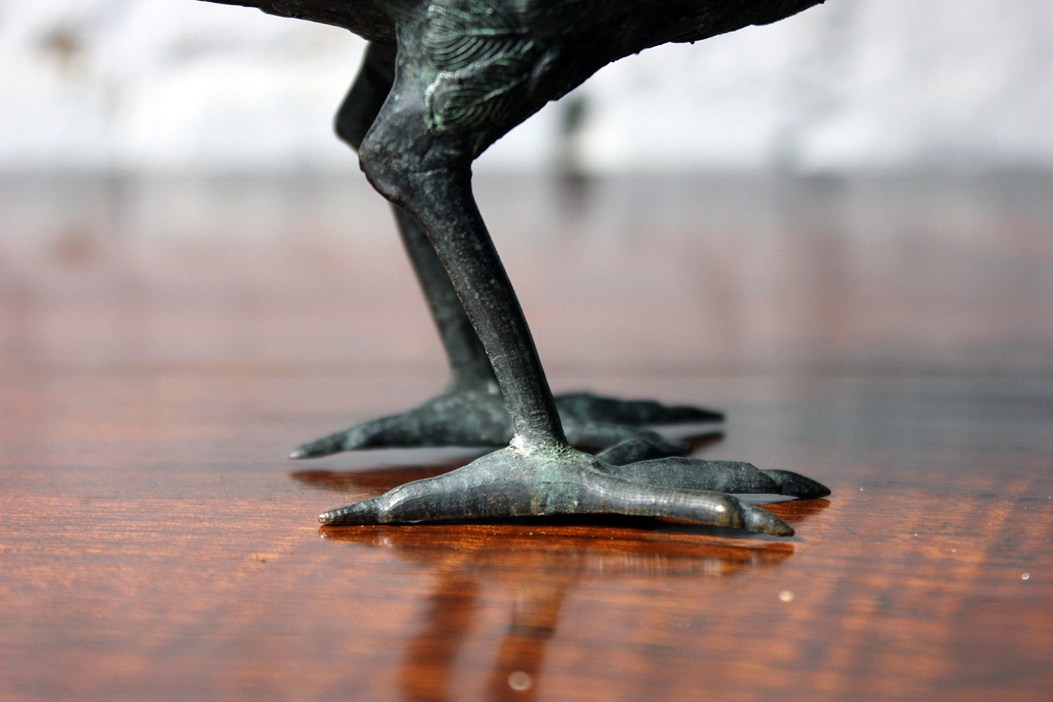 A Good c.1900 Patinated Bronze Incense Burner Formed as a Water Bird