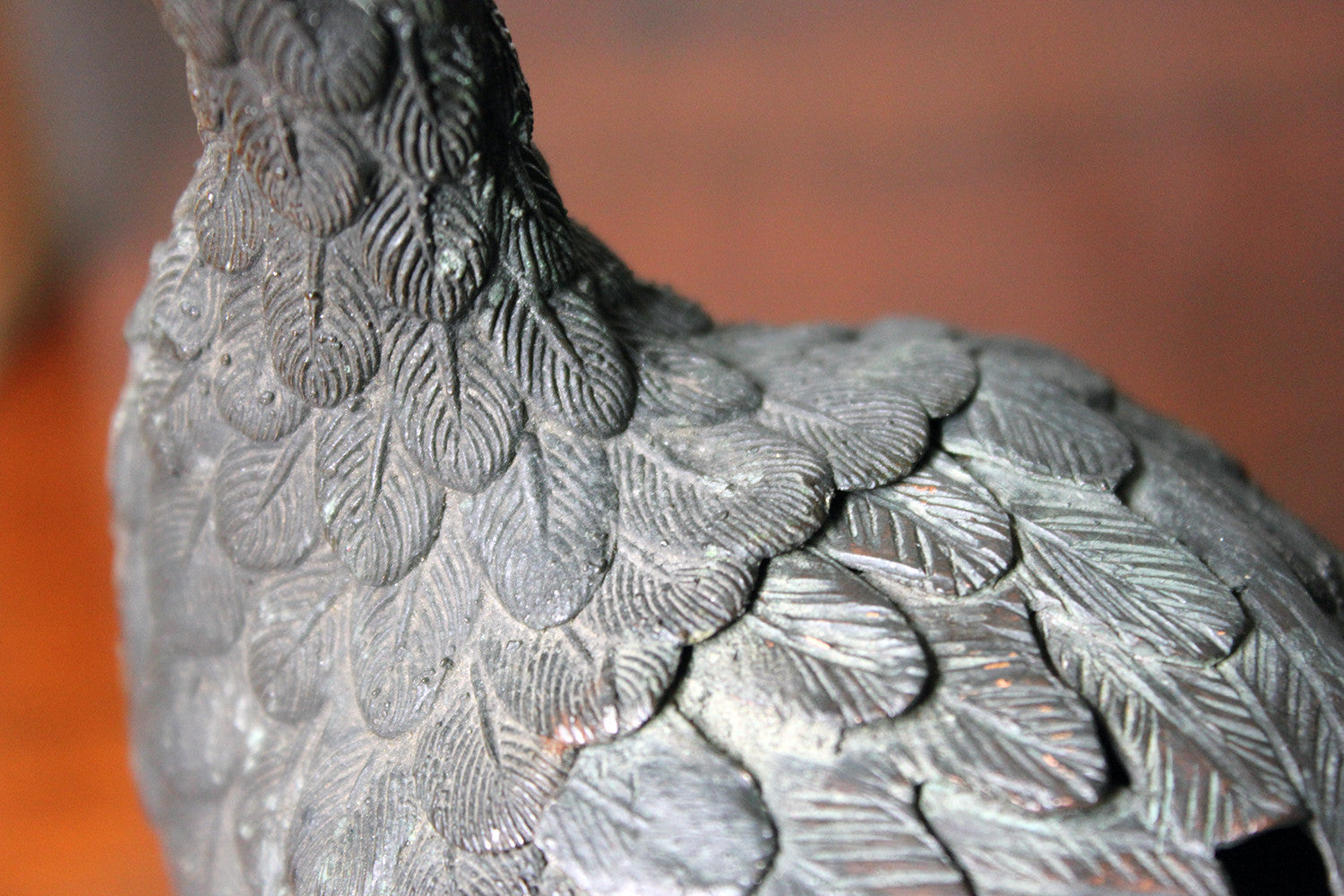 A Good c.1900 Patinated Bronze Incense Burner Formed as a Water Bird