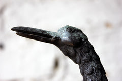 A Good c.1900 Patinated Bronze Incense Burner Formed as a Water Bird