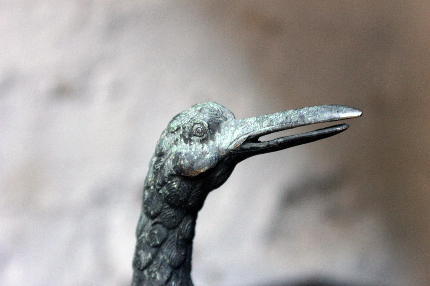 A Good c.1900 Patinated Bronze Incense Burner Formed as a Water Bird