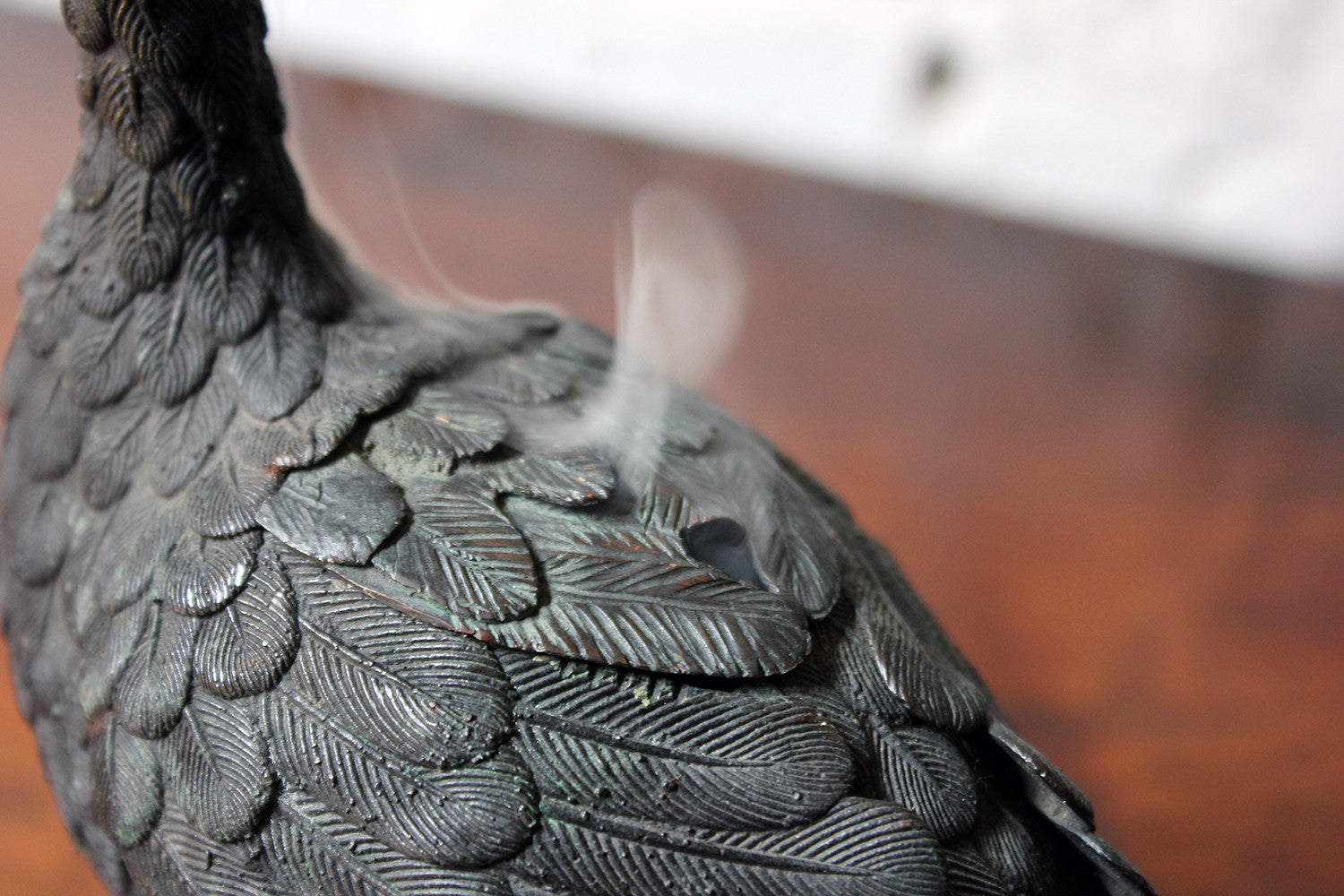 A Good c.1900 Patinated Bronze Incense Burner Formed as a Water Bird