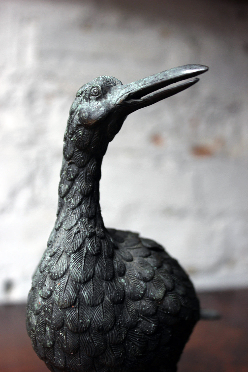 A Good c.1900 Patinated Bronze Incense Burner Formed as a Water Bird