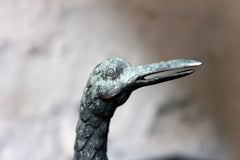 A Good c.1900 Patinated Bronze Incense Burner Formed as a Water Bird