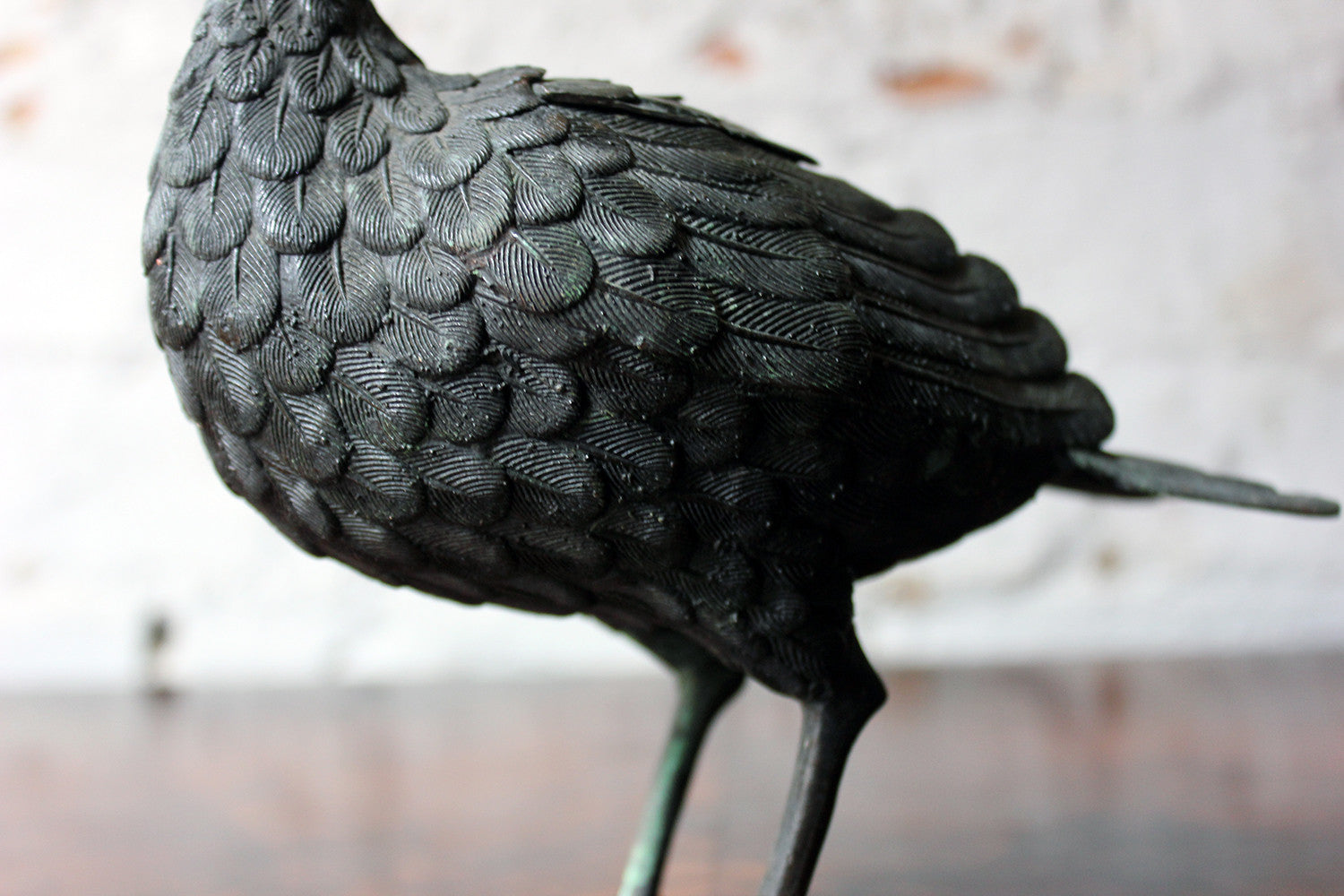 A Good c.1900 Patinated Bronze Incense Burner Formed as a Water Bird