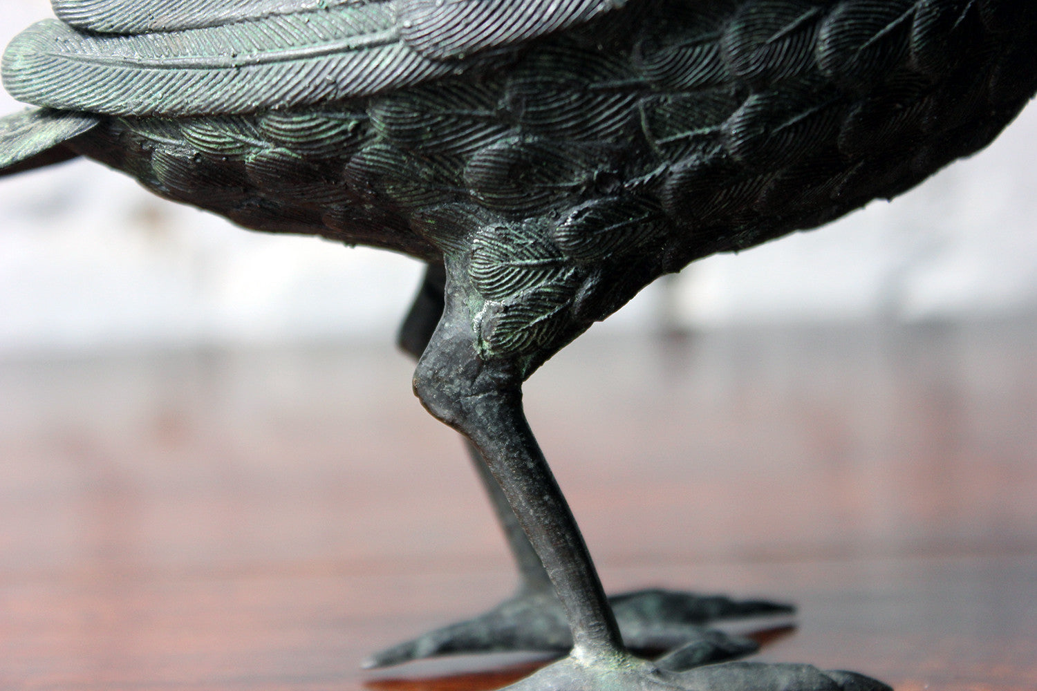 A Good c.1900 Patinated Bronze Incense Burner Formed as a Water Bird