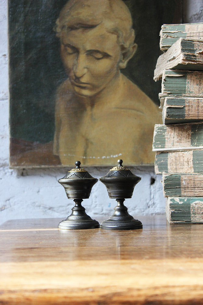 A Fine Pair of French Empire Bronze Perfume Burners c.1810