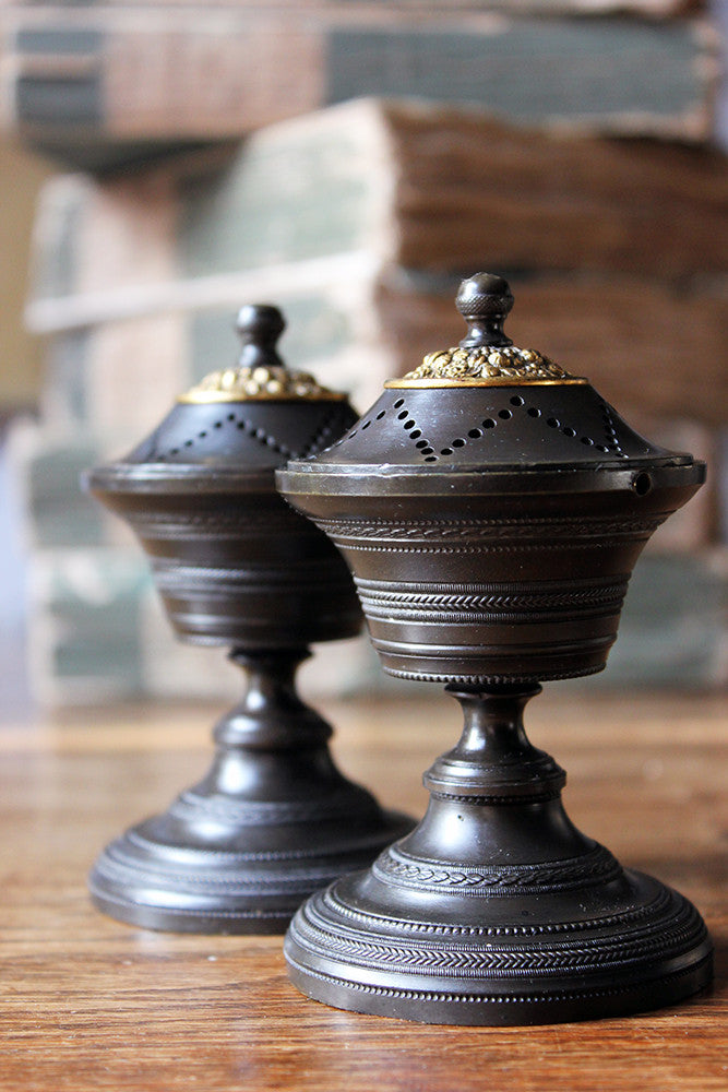 A Fine Pair of French Empire Bronze Perfume Burners c.1810