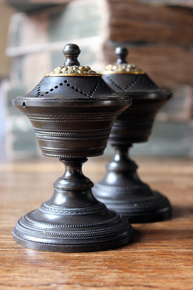 A Fine Pair of French Empire Bronze Perfume Burners c.1810