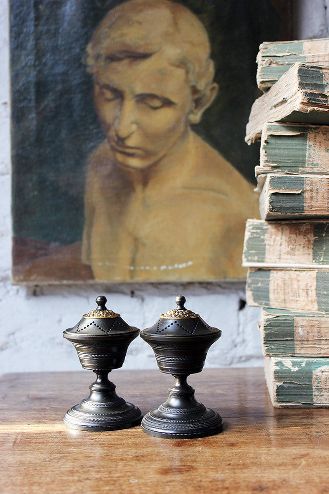 A Fine Pair of French Empire Bronze Perfume Burners c.1810
