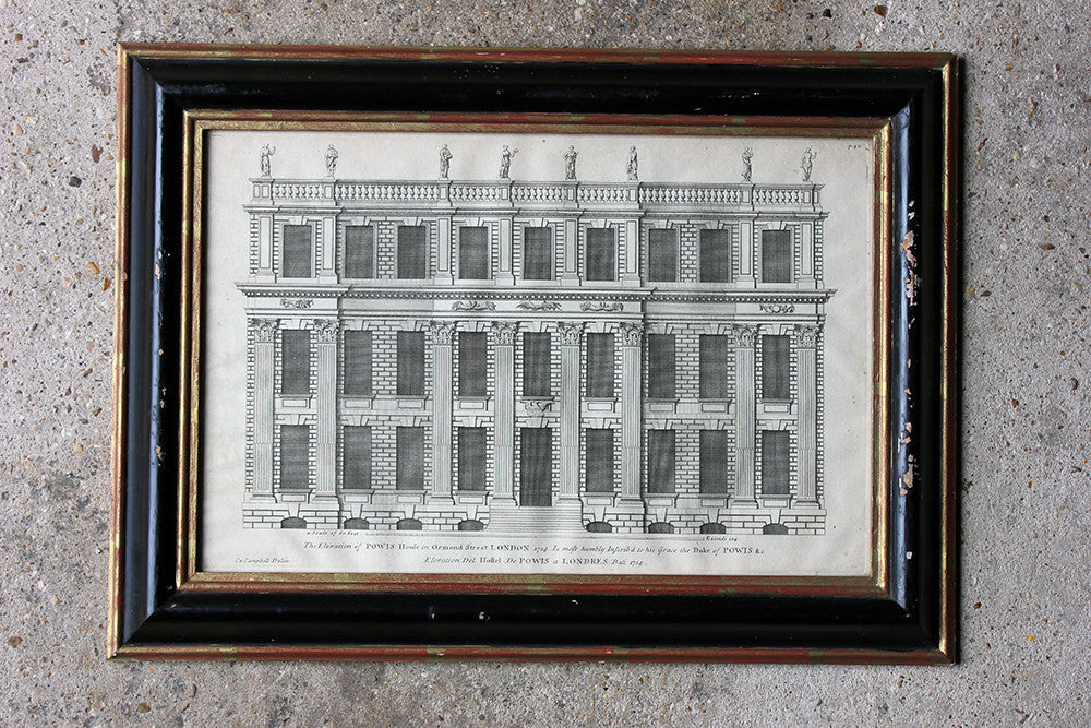 A Decorative Group of Five Illustrations of Country House Architectural Facades; Colen Campbell; 'Vitruvius Britannicus' c.1715 - 1725