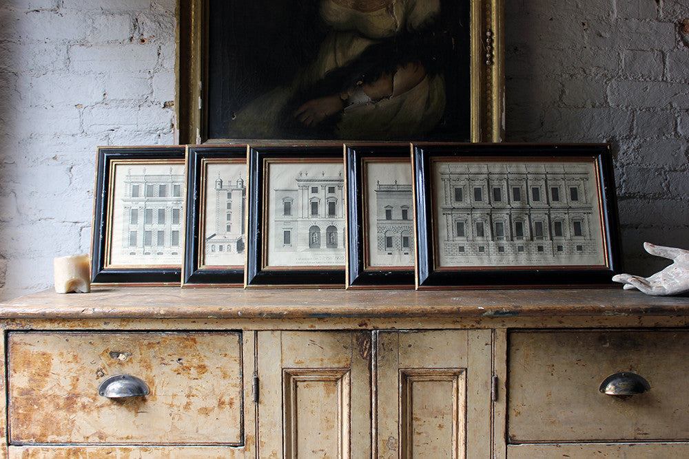 A Decorative Group of Five Illustrations of Country House Architectural Facades; Colen Campbell; 'Vitruvius Britannicus' c.1715 - 1725