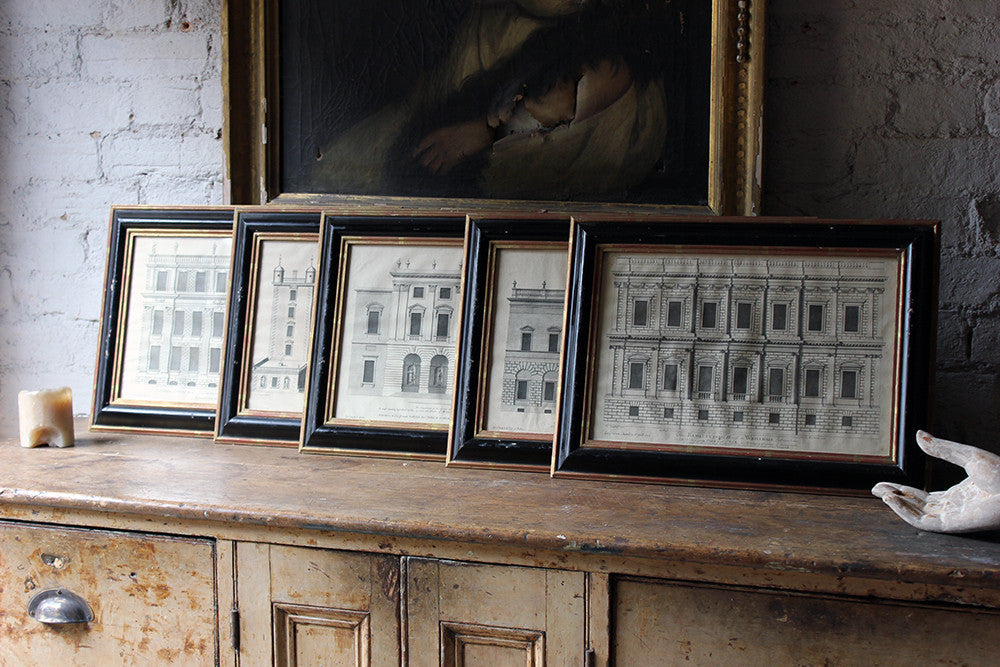 A Decorative Group of Five Illustrations of Country House Architectural Facades; Colen Campbell; 'Vitruvius Britannicus' c.1715 - 1725