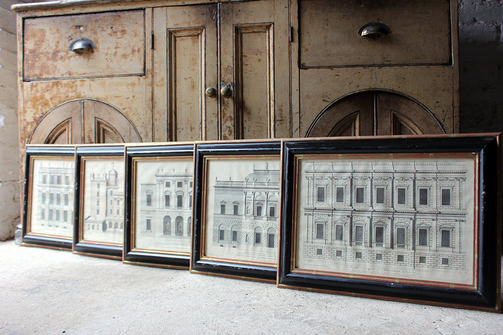 A Decorative Group of Five Illustrations of Country House Architectural Facades; Colen Campbell; 'Vitruvius Britannicus' c.1715 - 1725
