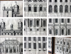 A Decorative Group of Five Illustrations of Country House Architectural Facades; Colen Campbell; 'Vitruvius Britannicus' c.1715 - 1725