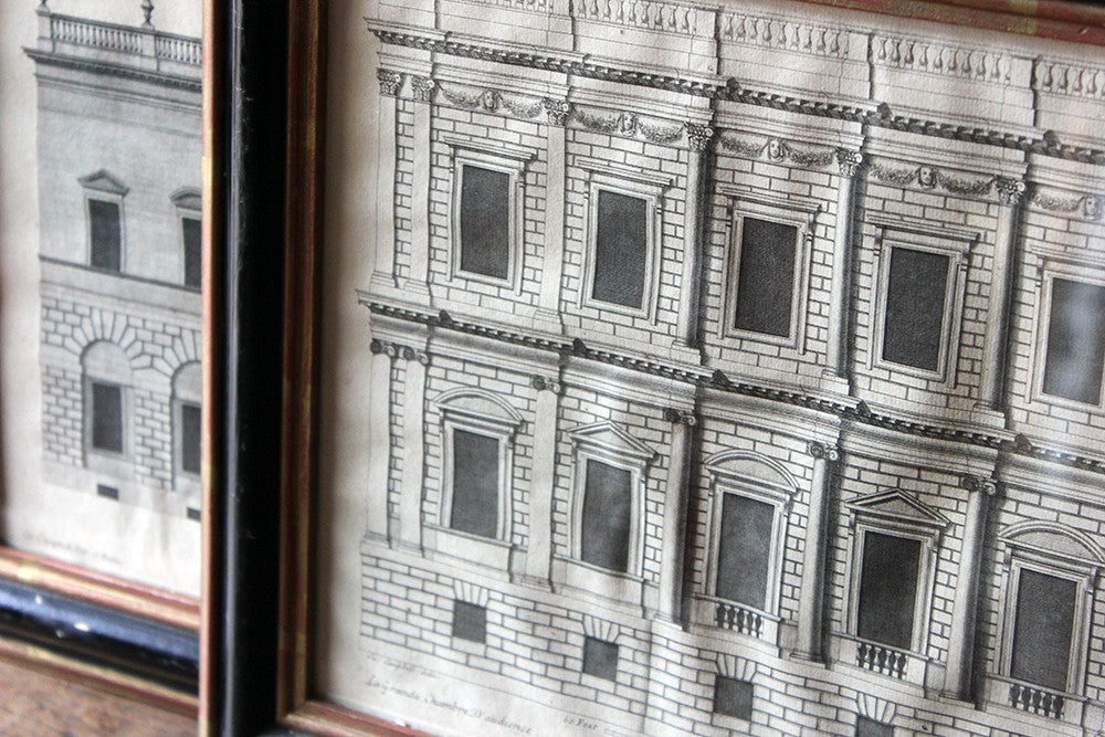 A Decorative Group of Five Illustrations of Country House Architectural Facades; Colen Campbell; 'Vitruvius Britannicus' c.1715 - 1725