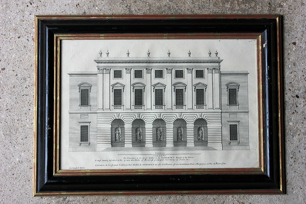 A Decorative Group of Five Illustrations of Country House Architectural Facades; Colen Campbell; 'Vitruvius Britannicus' c.1715 - 1725