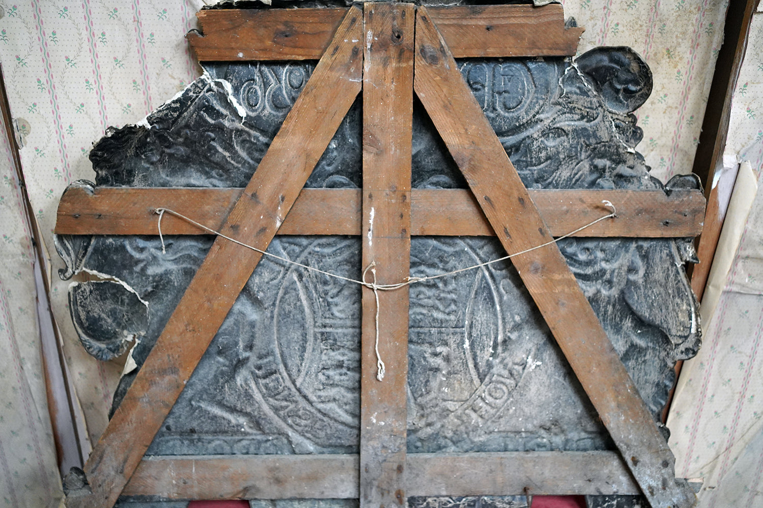 A George VI Polychrome Painted Card Coronation Coat of Arms c.1936
