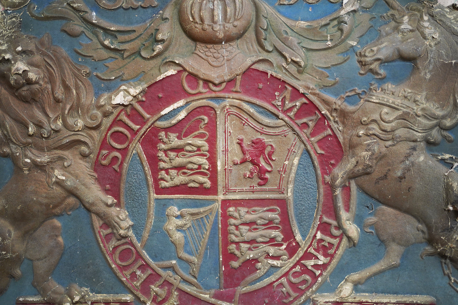 A George VI Polychrome Painted Card Coronation Coat of Arms c.1936