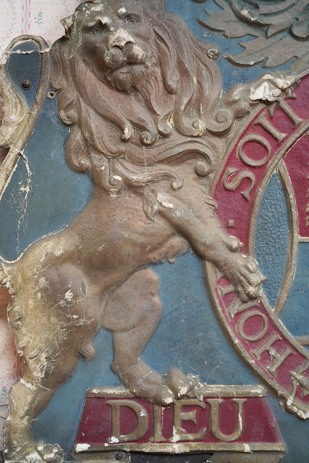 A George VI Polychrome Painted Card Coronation Coat of Arms c.1936