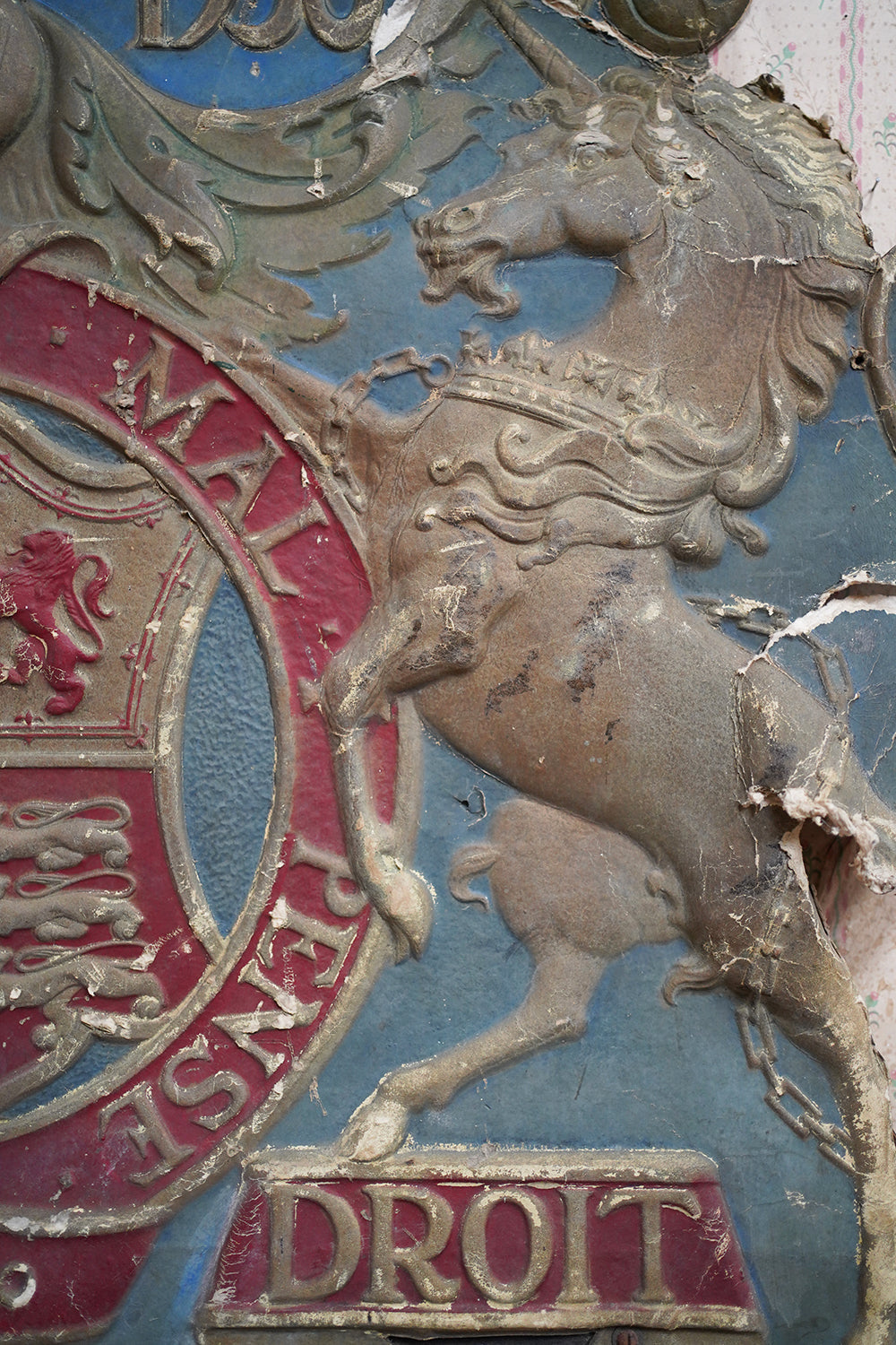 A George VI Polychrome Painted Card Coronation Coat of Arms c.1936