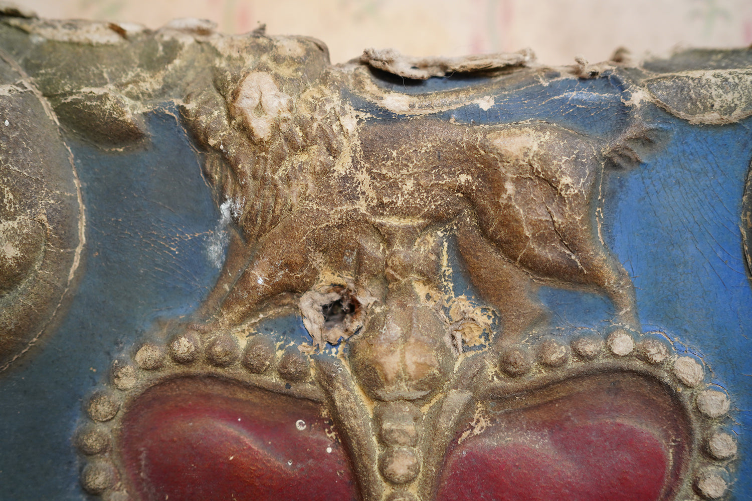 A George VI Polychrome Painted Card Coronation Coat of Arms c.1936